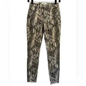 Pistola Mid Rise Snake Skin Raw Hem Ankle Skinny Cotton Blend Jeans size 25